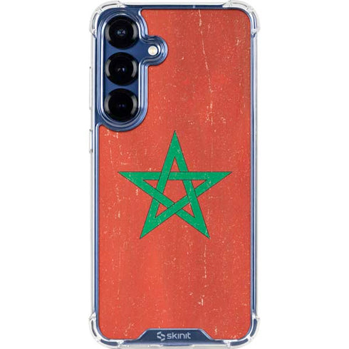 Morocco Flag Distressed Galaxy S25 Clear Case